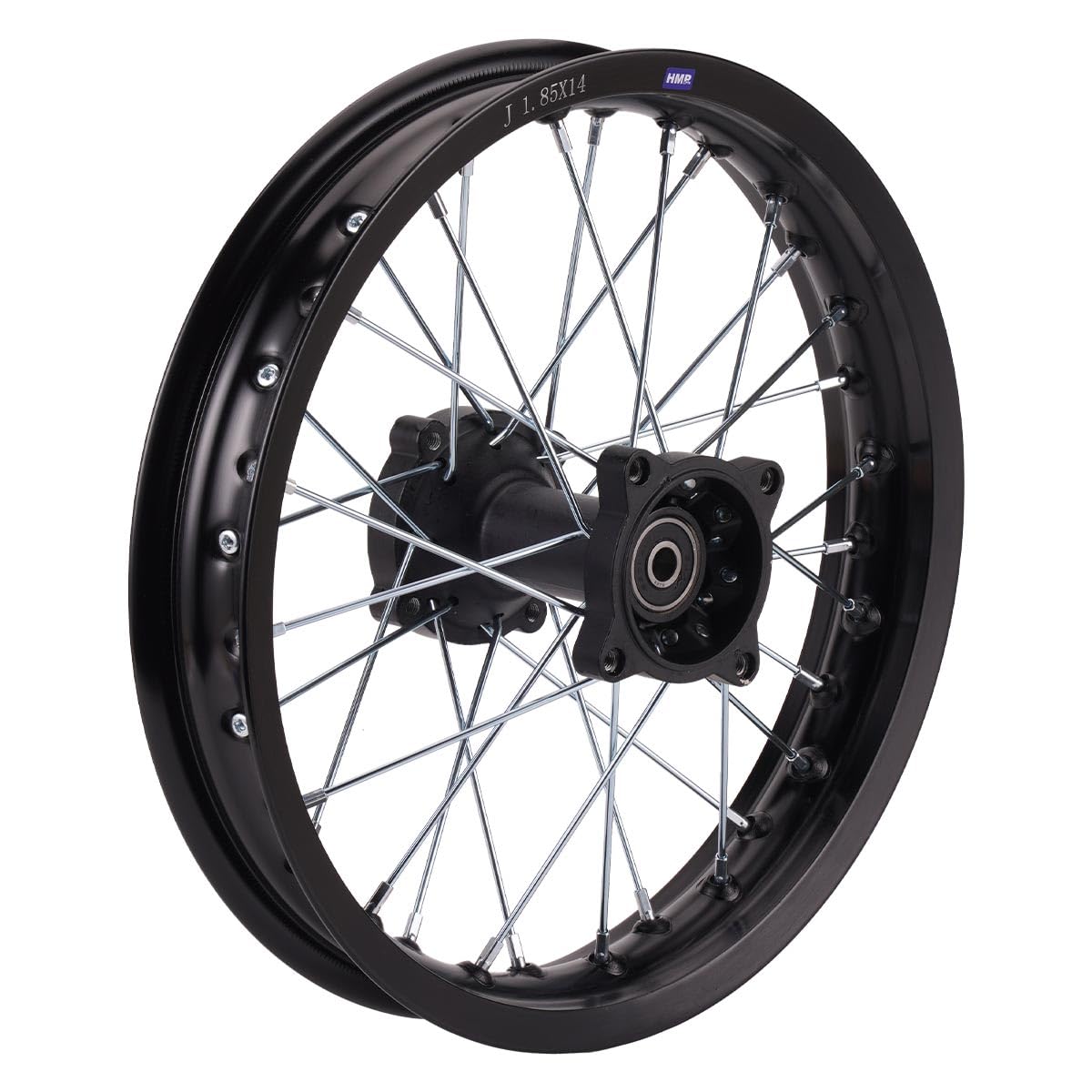 Cerchio Alluminio Anodizzato 14 Pollici Posteriore Nero 12 MM Typ2 Pit Bike Dirt Bike Cross
