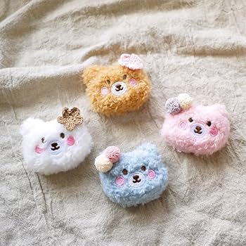 ♡クマ　ベビーキッズヘアクリップ　ヘアゴム　ヘアピン  ハンドメイド リボン付きくまさん】ベビーヘアクリップ キッズヘアクリップ