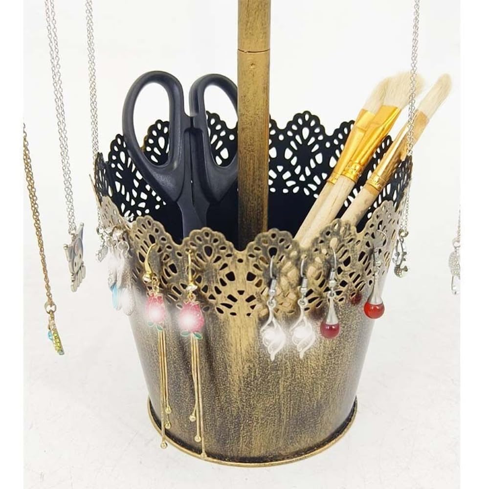 Organizer na biżuterię stojaki vintage metalowy kwiat stojak na biżuterię uchwyt na pędzle organizer na pędzle stojak ekspozycyjny na biżuterię