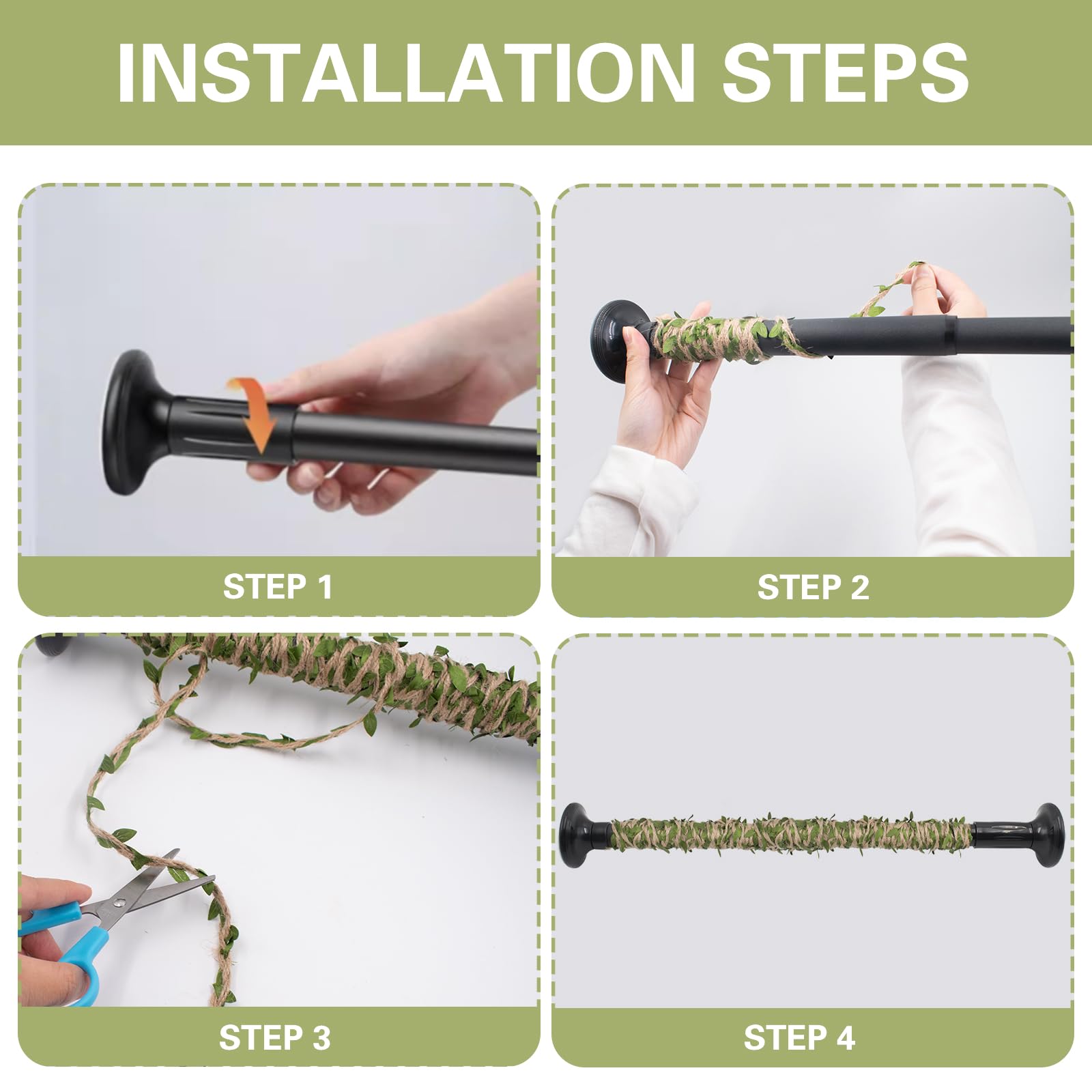 Snake Bâton d'escalade pour Reptiles en Corde de Chanvre avec Feuilles Vertes Décoration d'habitat de Terrarium pour Python Royal, lézard, Serpent, Bernard-l'ermite 40–50 cm
