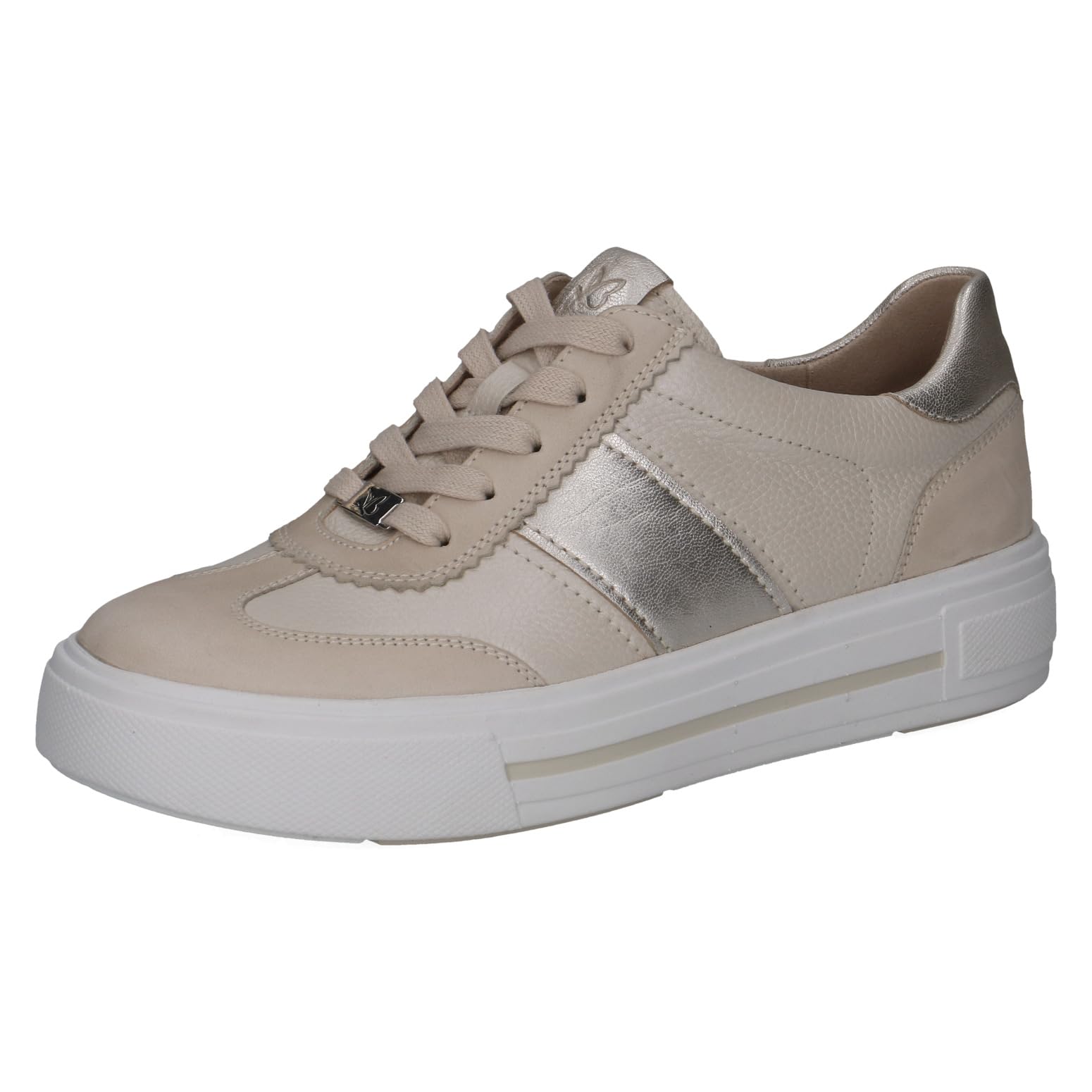 CAPRICE Women's Leather Sneakers, White (Snow Comb), 6 UK