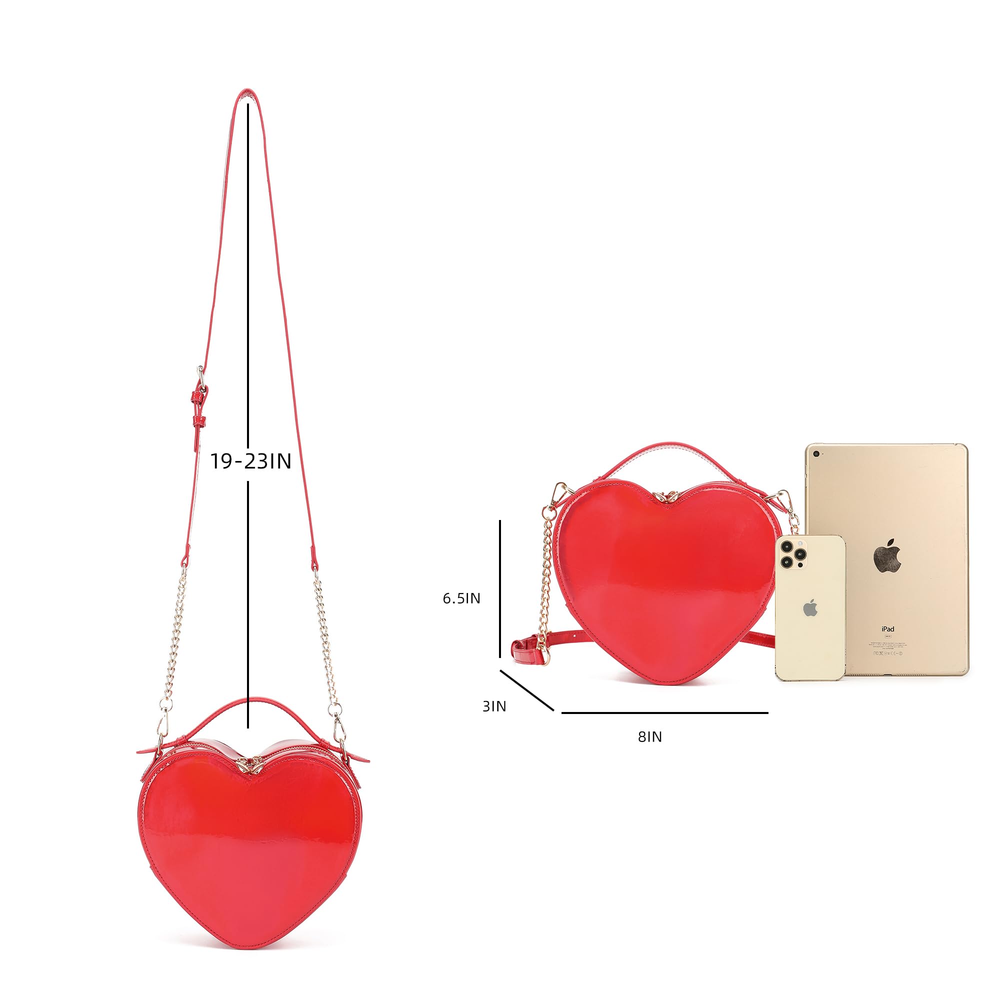 lola mae Heart Shape Satchel Crossbody Purse for women Zip Around Shoulder Bag