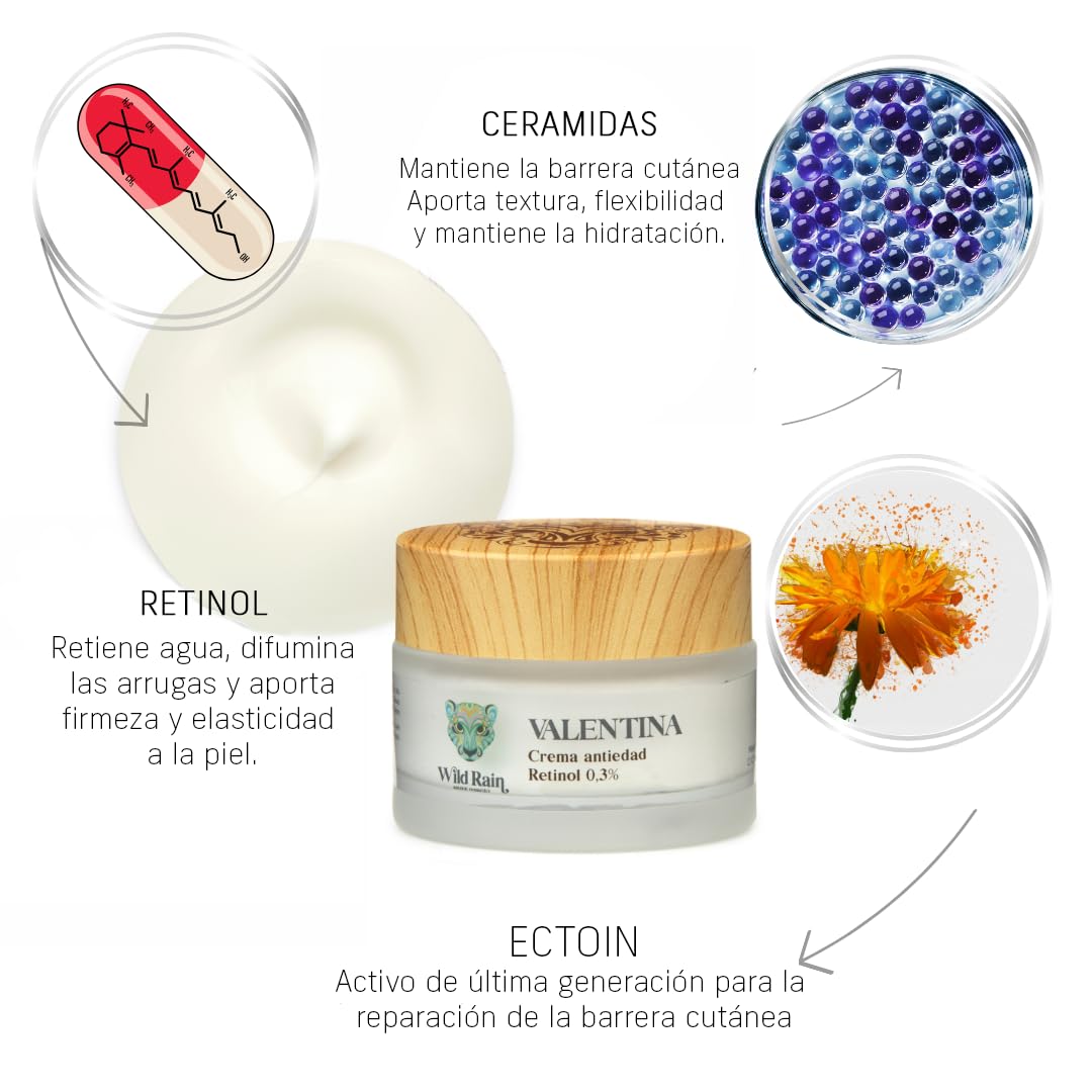 Crema de Noche Antiedad Hidratante Facial con Retinol 0.3% | Renovador Celular + Antiedad | Crema de Noche Antiedad 50 años | Antiarrugas + Luminosidad + Regeneradora + Anti Manchas | 50ml