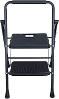 Vista 4 de Elevon Taburete plegable con pedal antideslizante ancho, escalera de acero resistente de 330 libras, 2 escalones