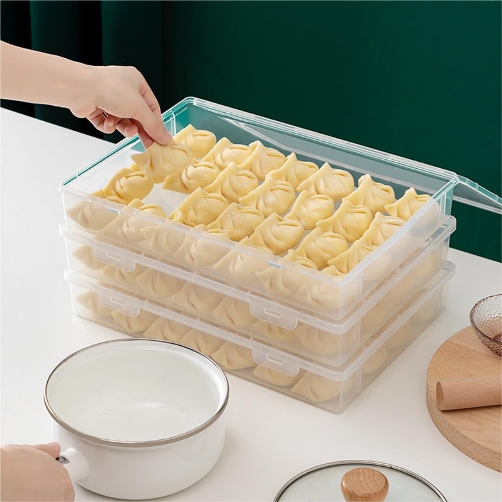 Recipientes para Alimentos Caja de almacenamiento for cocina, refrigerador, congelador, caja sellada for conservación de alimentos frescos, caja de bola de masa Wonton de plástico para Refrigerador Fr