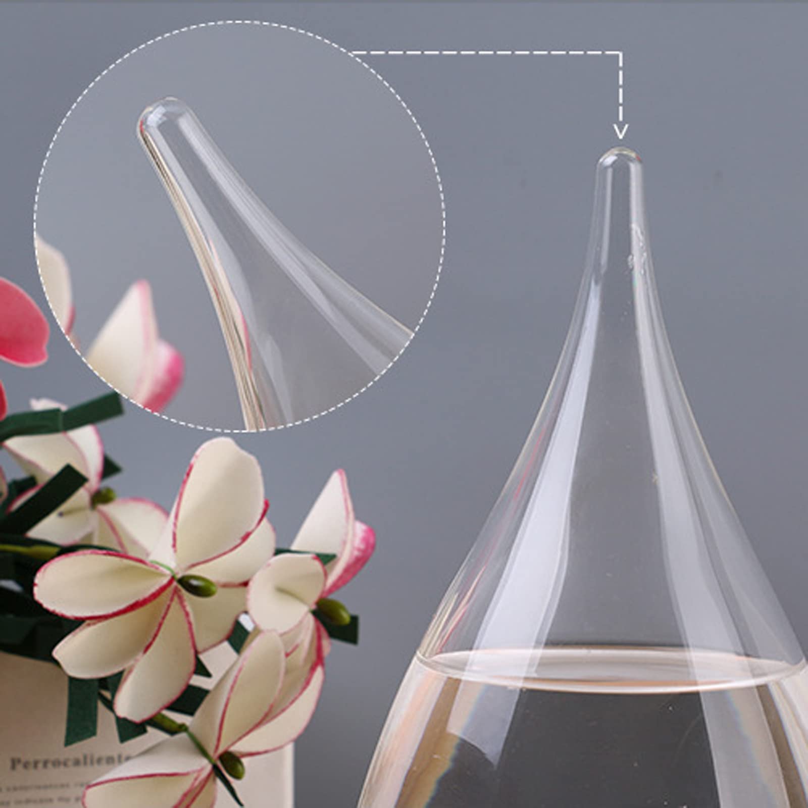 Storm Glass Crystal Weather Forecast Bottle with Wooden Base, Decorative Drop-Shaped Glass Bottle Christmas Decoration for Home and Office Christmas Gift