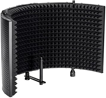 Monoprice Microphone Isolation Shield - Black, Foldable with 3/8-Inch Mic Threaded Mount, High Density Absorbing Foam Front and Vented Metal Back Plate - Stage Right Series