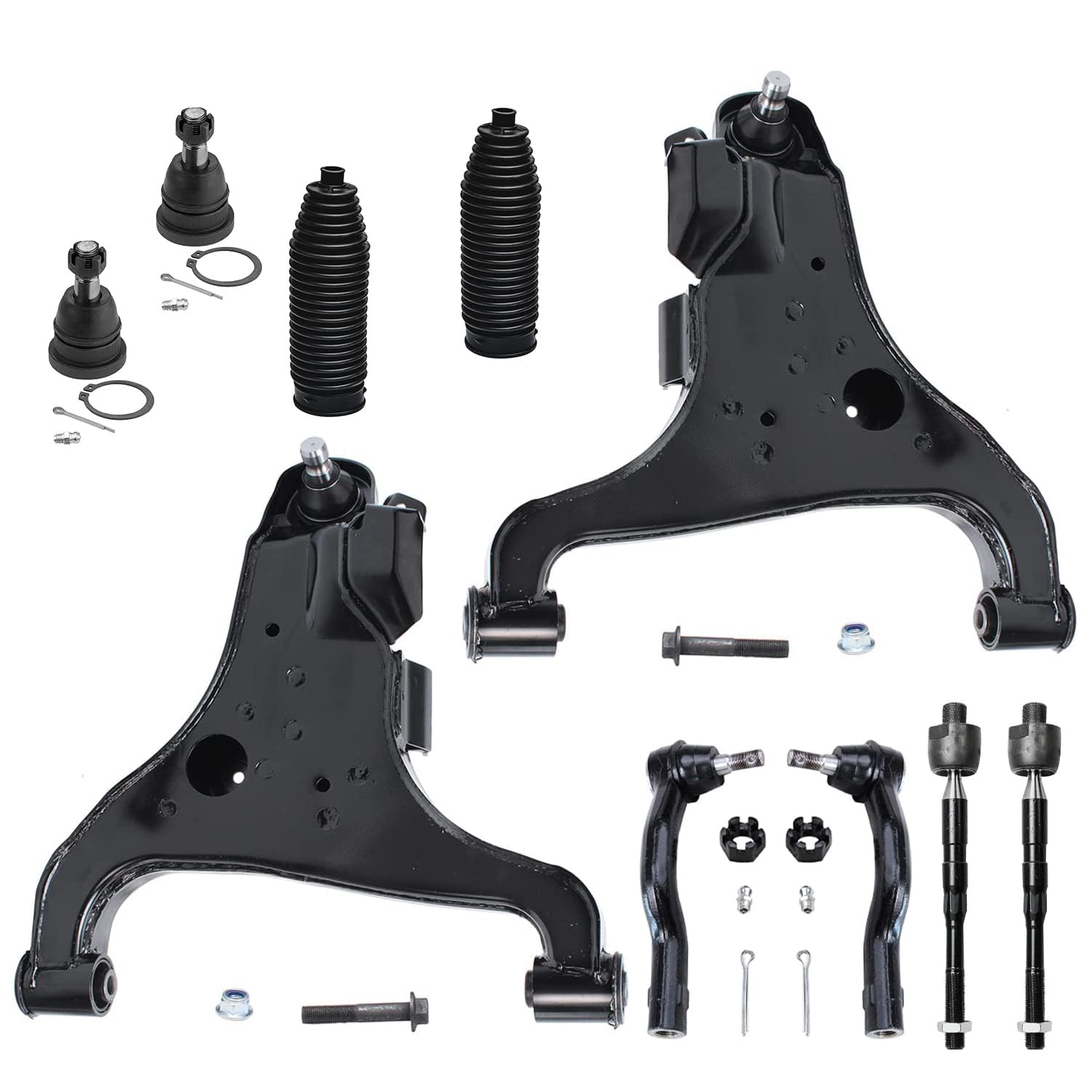 Detroit Axle - Front Lower Control Arm &amp; Ball Joint, Inner Outer Tie Rod