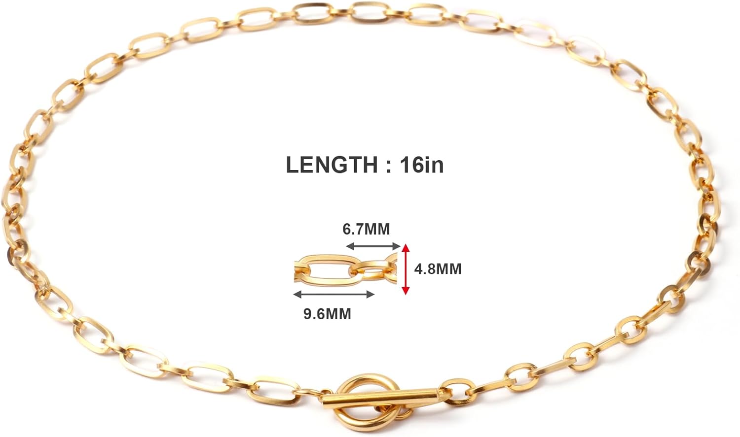 18K Gold Plated Paperclip Chain Necklace Gold Paperclip Link Chain Choker Necklace for Women - Image 5