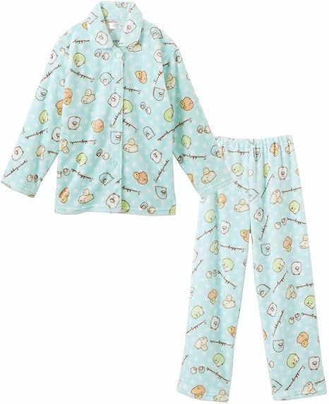 Amazon Co Jp Nissen ニッセン パジャマ ルームウェアセット すみっコぐらし フリース すみっコぐらし フリース長袖前開き パジャマ 女の子 子供服 ジュニア服 エメラルドグリーン 140 ファッション