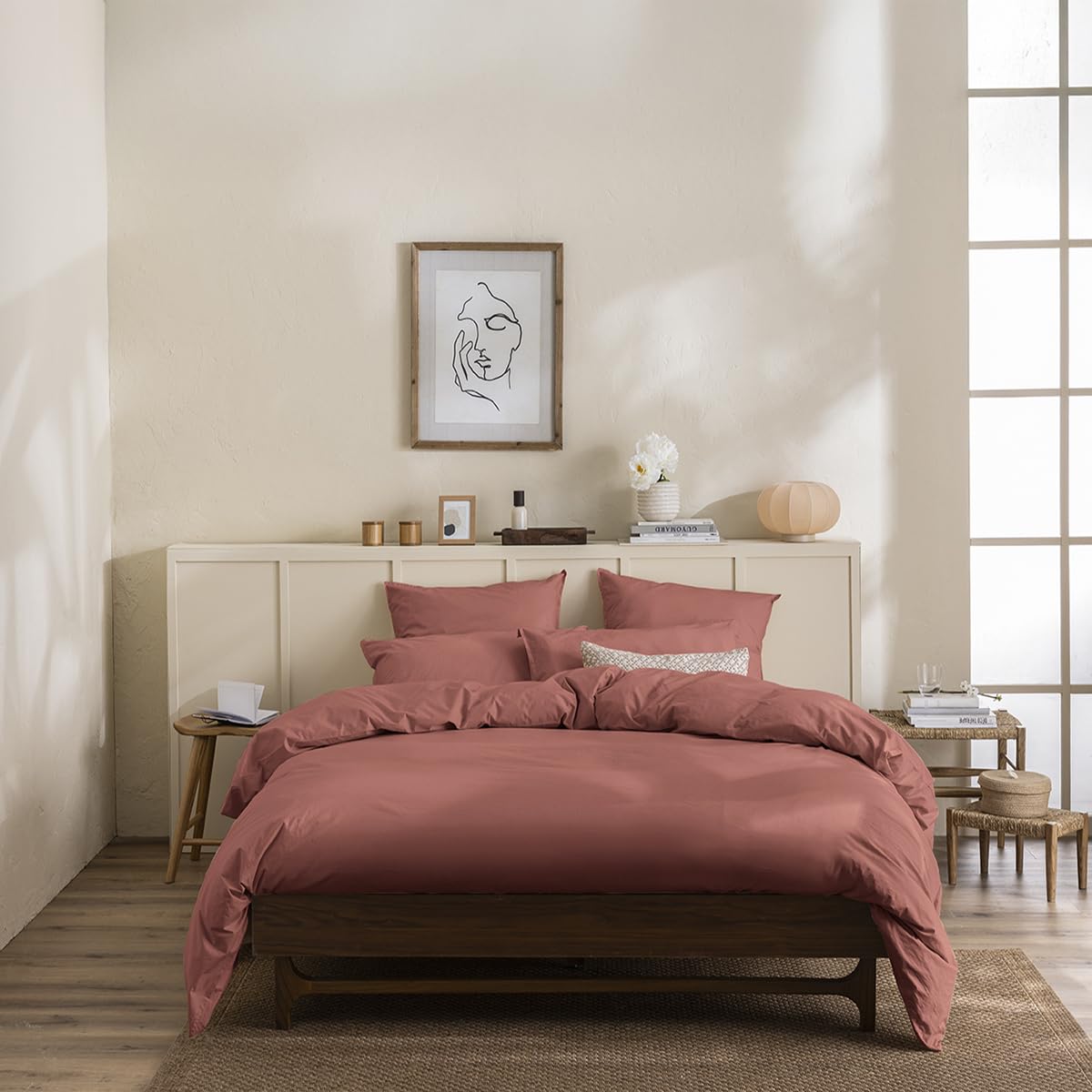 Plain Dyed Washed Cotton Percale Duvet Cover, Delicate, 200 x 200 cm, ESSIX