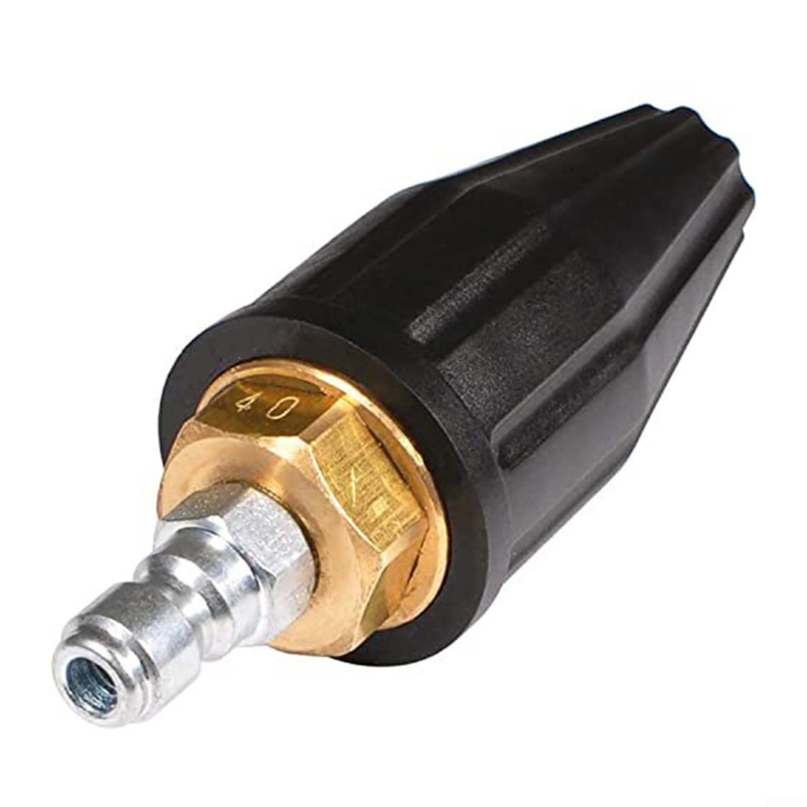 Boquilla turbo giratoria de 4000 PSI, conexión rápida, punta de acero de alta presión para limpieza resistente de entradas y patios (40 mm)