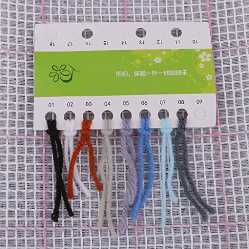 Image of clubevy Latch Hook Kits DIY Cushion Cross Stitch Kits Embroidery for Adults Beginner DIY Needlework Rectangle Floor Desk Mat Home Decoration, Wolf
