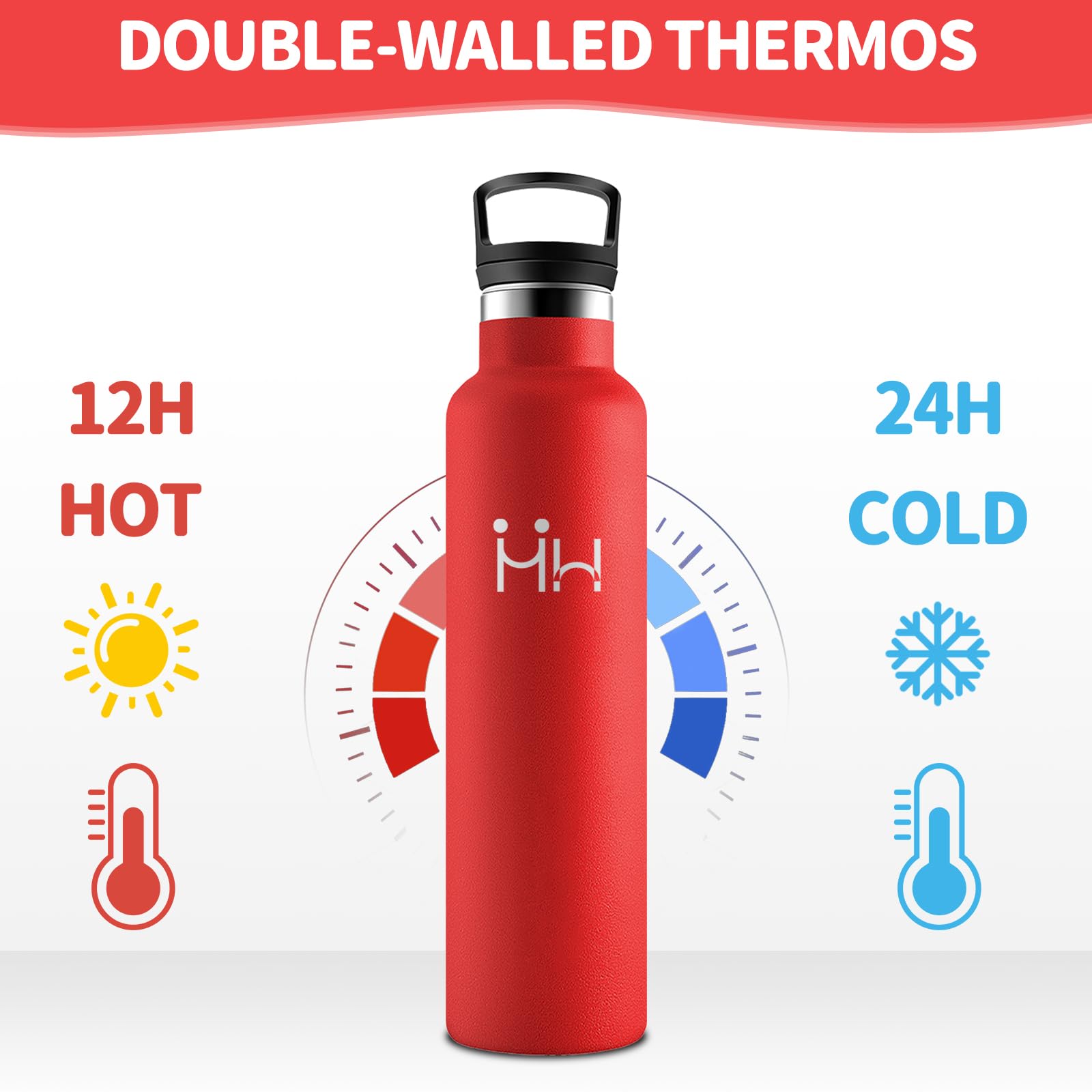 HoneyHolly Borraccia 1 Litro, Senza BPA, Bottiglia Termica, Sottovuoto a Doppia Parete, Borracce Termiche, 18/8 Acciaio Inox, Borraccia Termica con Cannuccia, Termos per Palestra, Sport, Bici