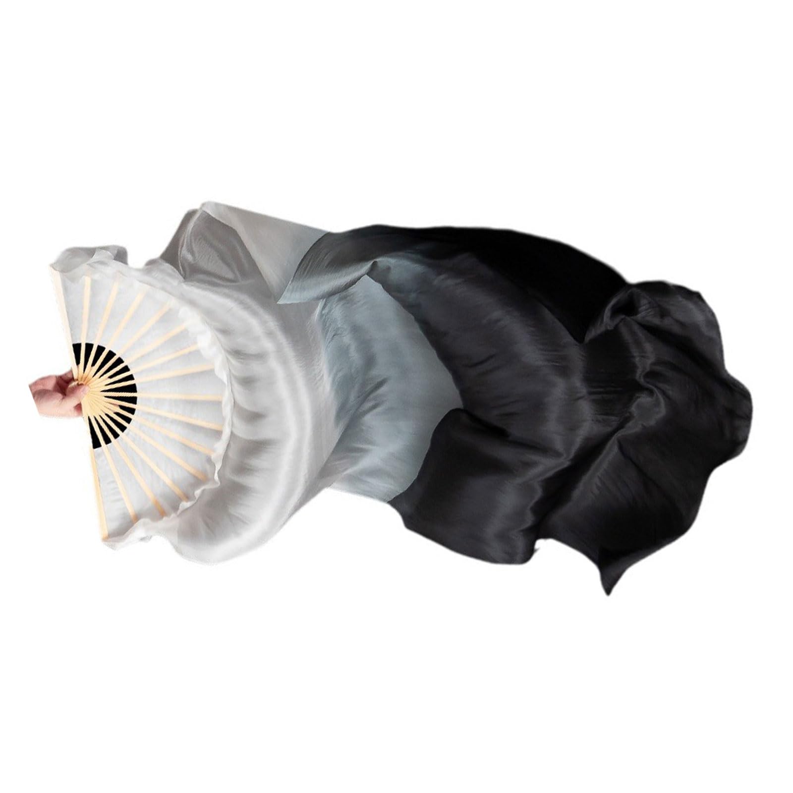 Nucelit Dyed Silk Fan Dance Long Fan Dance Props for Stage Long