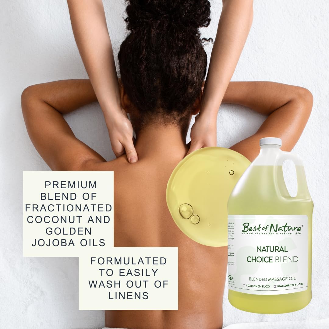 Best of Nature Natural Choice Blend Massage Oil – Professional-Grade, Lightweight & Non-Greasy Moisturizing Oil for Massage Therapy, Spa & Home Use, Half Gallon (64 fl oz)