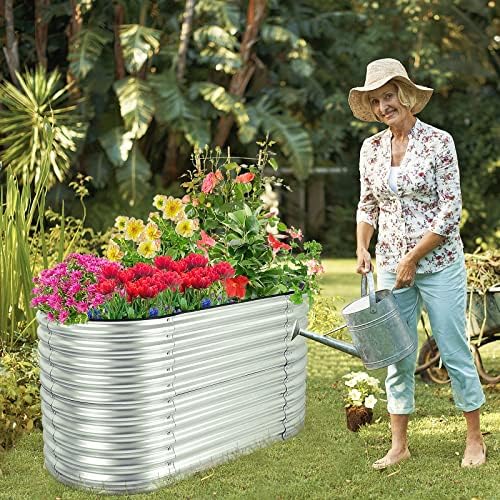 COSTWAY Metal Raised Bed, High Grow Straight Elevated Planter Box Kit with Open Bottom and Rubber Wrapped Edge, Indoor Outdoor Vegetable Fruit Flower Herb Growing Box (22, 160x80x80 cm)