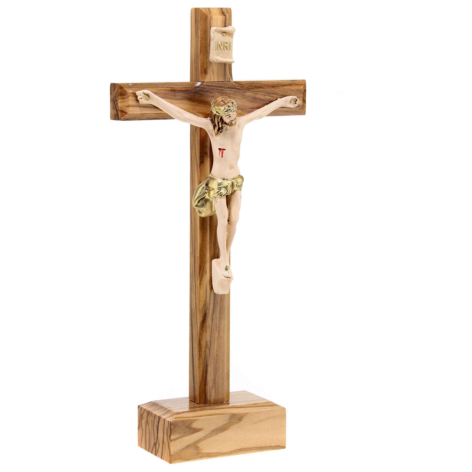 Holyart Crocifisso 20 cm legno ulivo e resina da tavolo