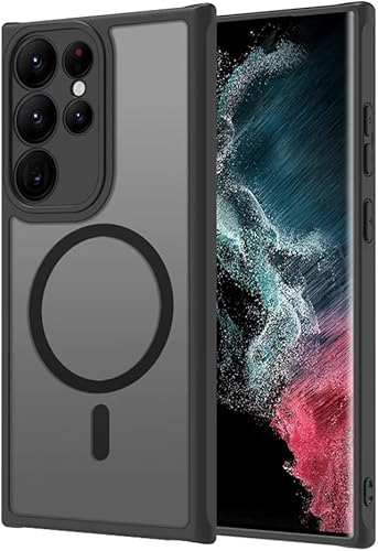 AoliAo7 Samsung Galaxy S23 Ultra - Funda magnética compatible con accesorios MagSafe, marco negro antihuellas, cubierta trasera esmerilada, funda AoliAo7 Samsung Galaxy S23 Ultra - Funda magnética compatible con accesorios MagSafe, marco negro antihuellas, cubierta trasera esmerilada, funda