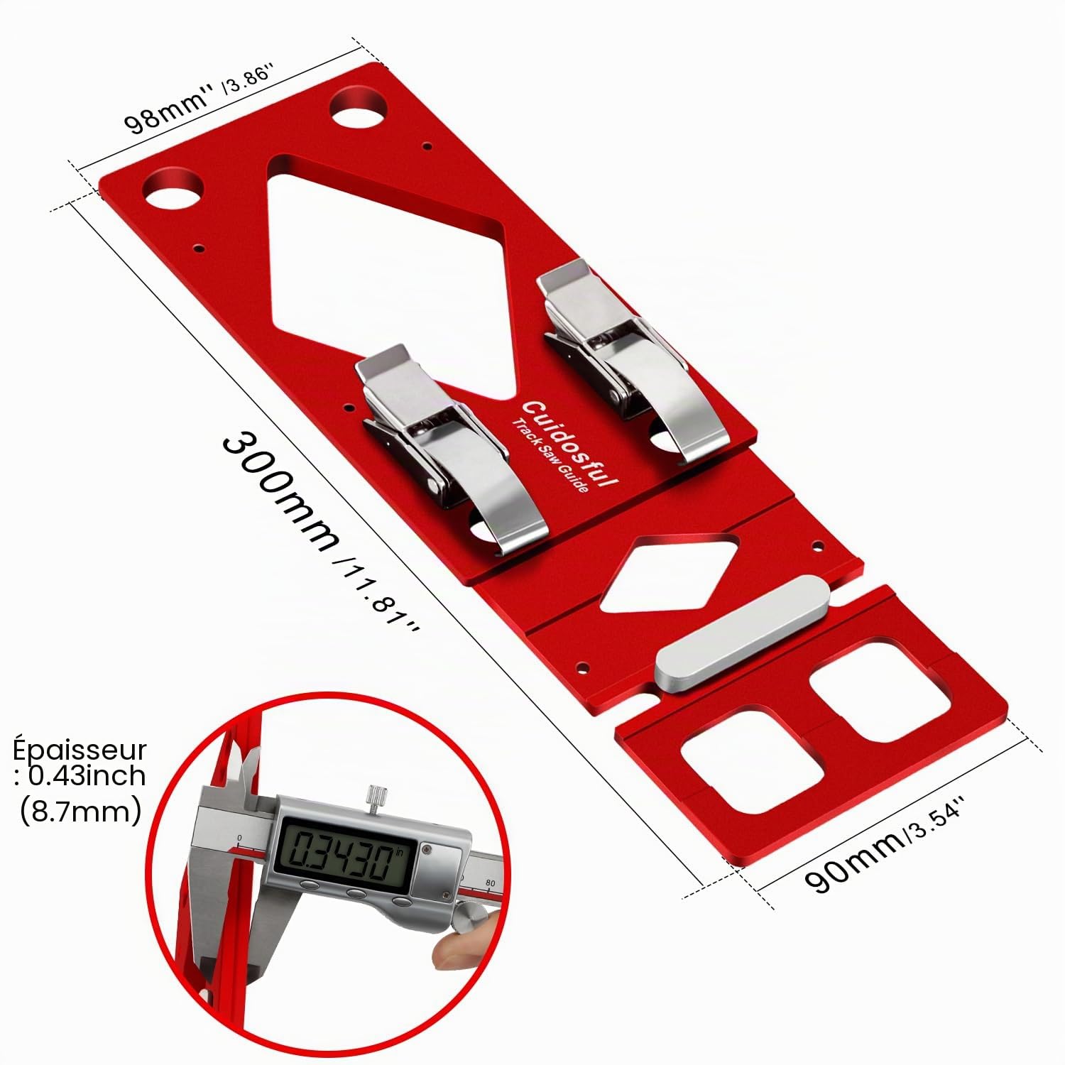 Butée d'angle pour rail de guidage, butée fraisée CNC à 90° avec guide de bord, compatible avec rail de guidage Makita, butée en aluminium Festool pour scie circulaire