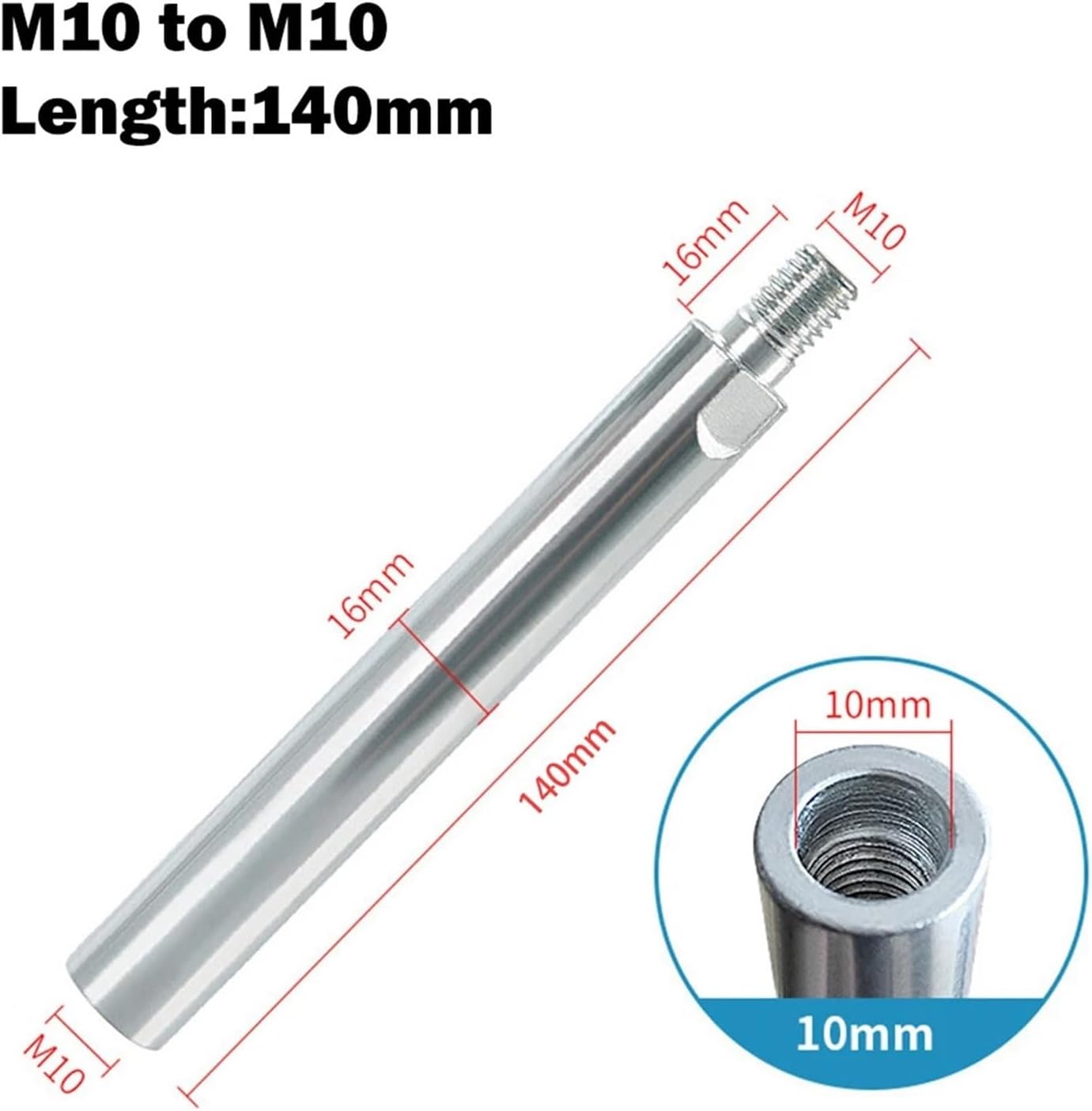 Adapter for Angle Grinder Angle Grinder Holder Adapter Rod Accessories Inlaid Steel M10 Polishing Pad Thread Connection Angle Grinder Extension Rod