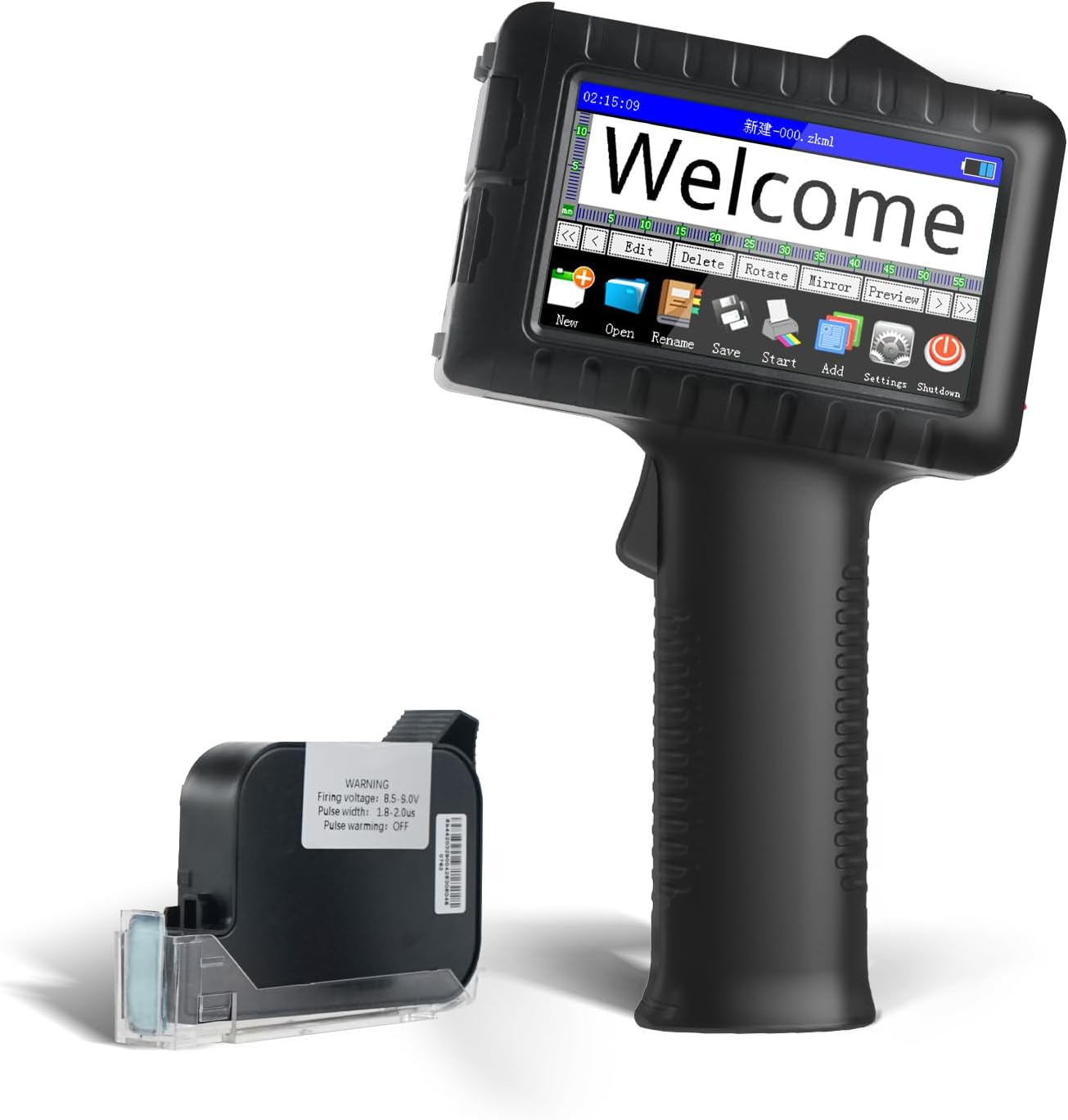 JWM Handheld Inkjet Printer, Multifunctional Handheld Inkjet Printer Gun with 42ml Quick-Dry Ink Cartridge for Outdoor Use, Ergonomic, 600DPI