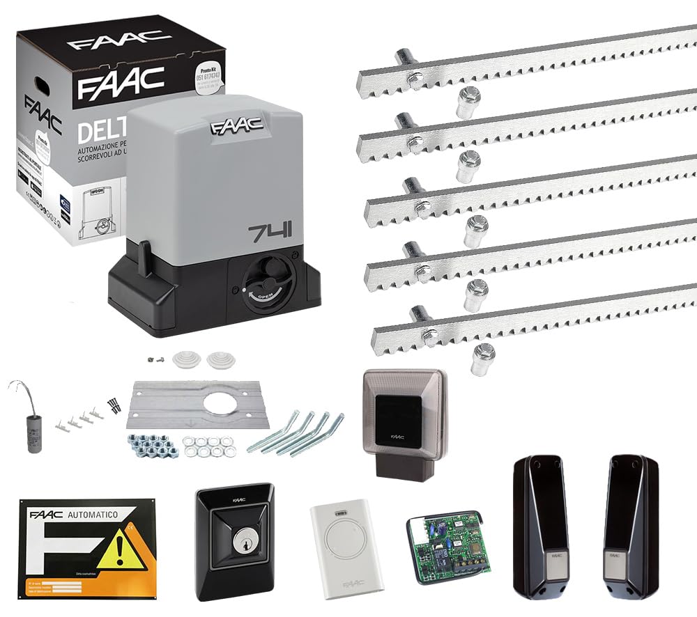 KIT DELTA 3 741 PER CANCELLO SCORREVOLE PORTATA 900KG 220V CON 5MT CREMAGLIERA 105630445