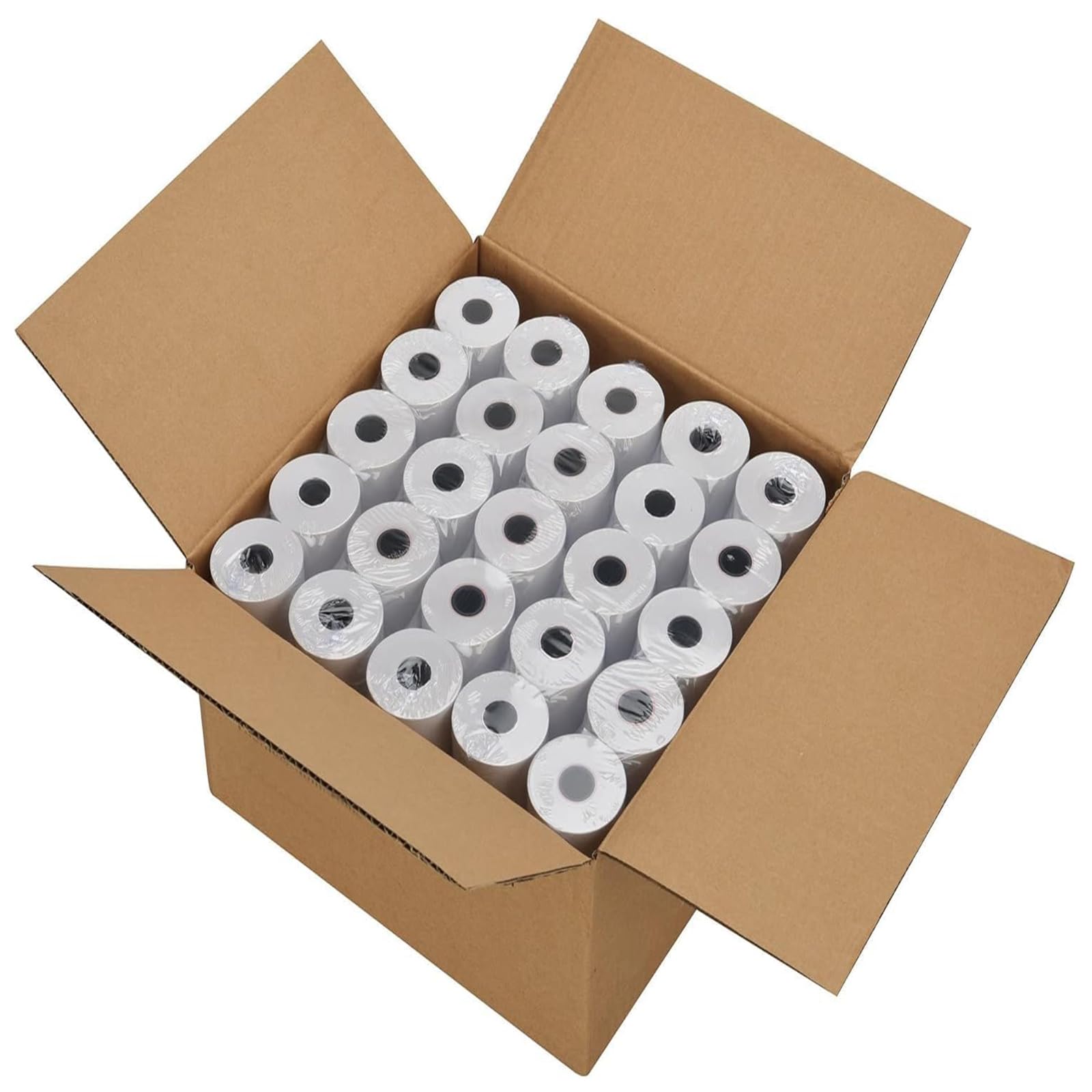 Jayard Rollos de papel térmico de 2-1/4 pulgadas x 50 pies para tarjeta de crédito, cinta de alta calidad para caja registradora, papel de impresora POS (50 rollos), color blanco