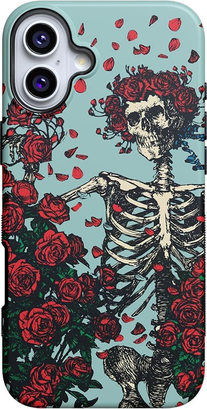 Casely iPhone 16 Plus Case | Forever Grateful | Grateful Dead Skeleton Floral | Compatible with MagSafe | Bold Protective Design