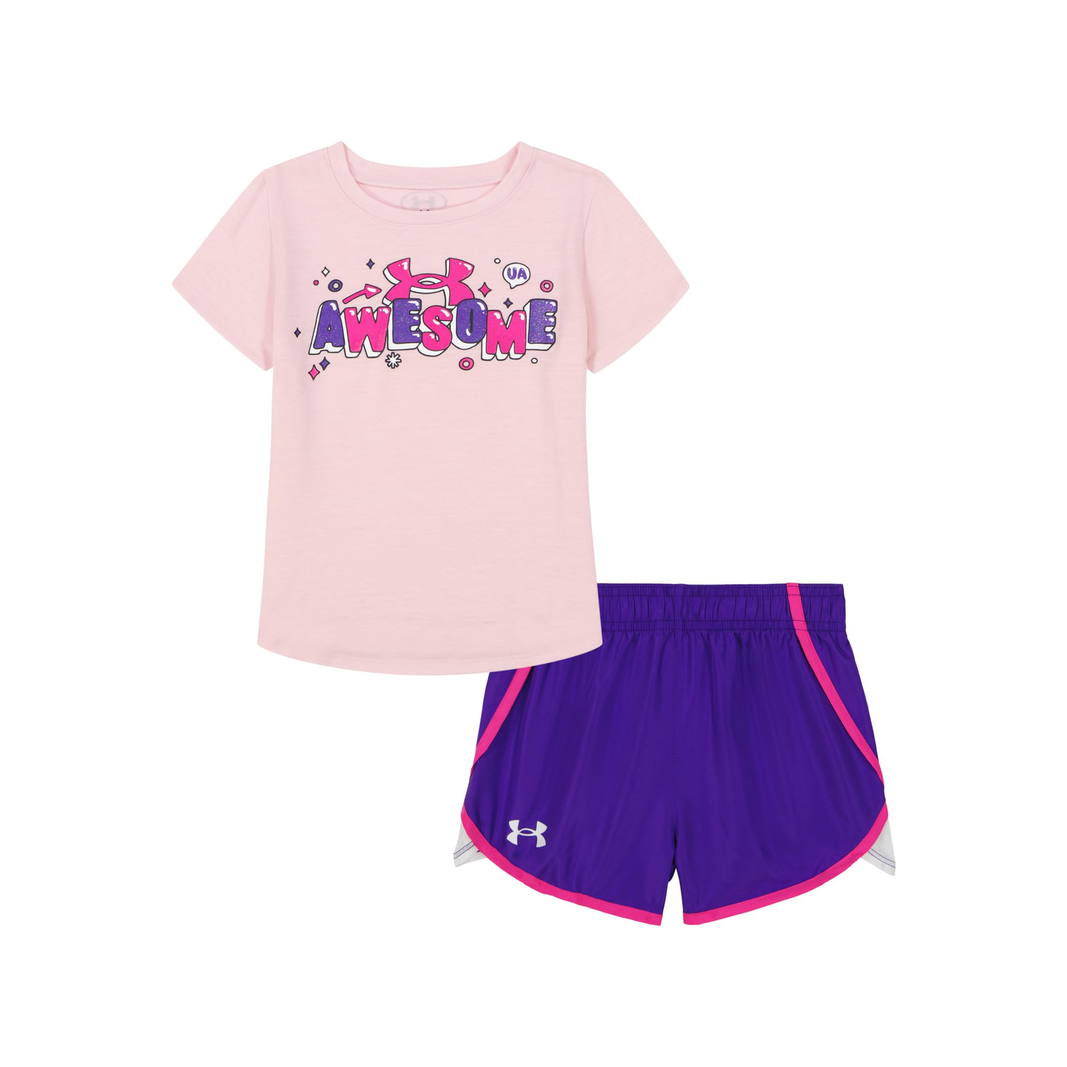 Under Armour Girl's 2-piece Short Sleeve Tee and Shorts Set