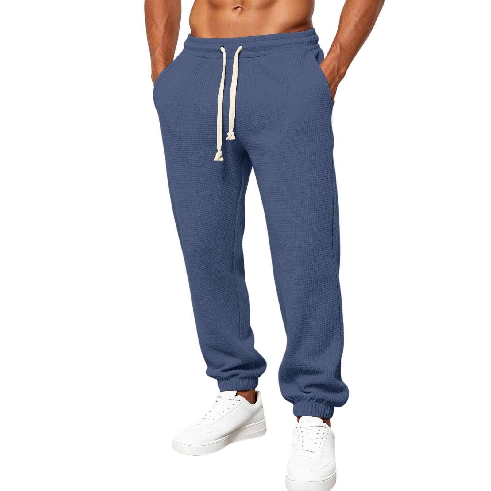 Pantaloni da jogging da uomo, lunghi, elasticizzati, con polsini