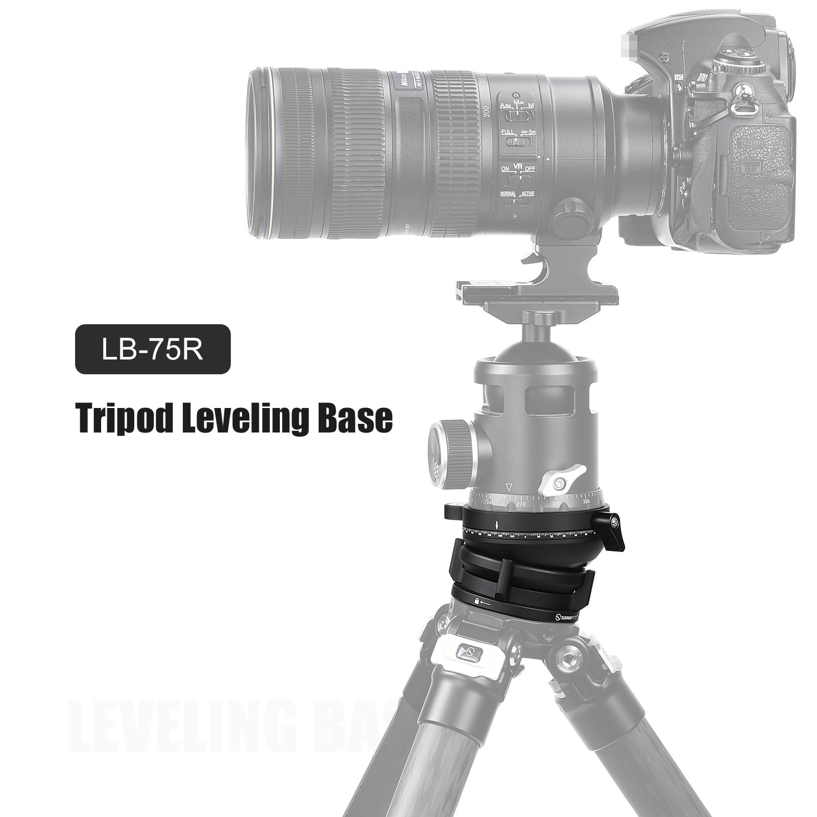 SUNWAYFOTO LB-75R 360 - Cabezal de trípode con Base de nivelación panorámica, Capacidad de Carga de 15 kg