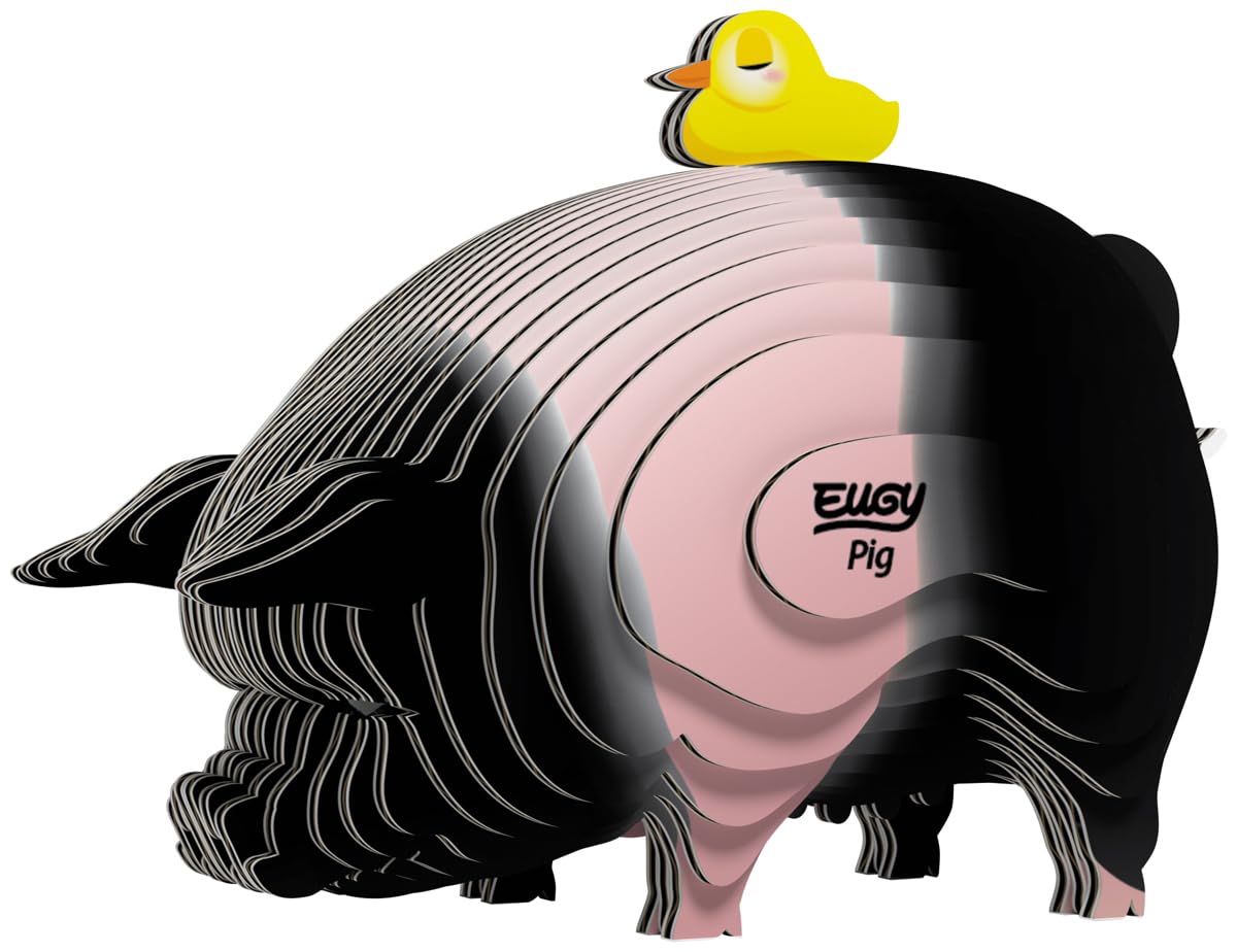 Eugy Pig 3D Puzzle 31 Pieces Eco Friendly Educational Toy for Kids Girls Boys 6+ Years