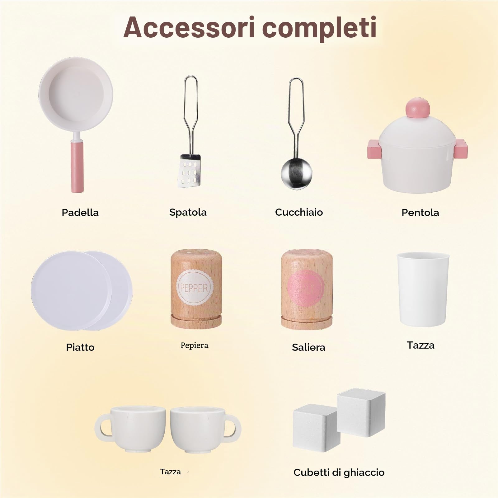 SainSmart Jr. Cucina giocattolo in legno per bambini, rosa, con luce e suono, dispenser di cubetti di ghiaccio, microonde, forno e lavello, grande cucina per bambini con accessori, gioco di ruolo a