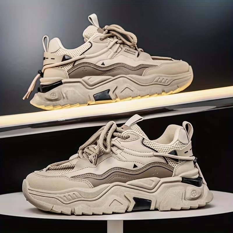 Image of Cruiser Men's Chunky Sneakers| Streetwear Fashion Shoes| Trendy & Stylish Lace Up Casual Sneakers | Durable Lightweight Comfortable Sports Running Walking Shoes, Cushioned Thick Insole Sneakers(2659)