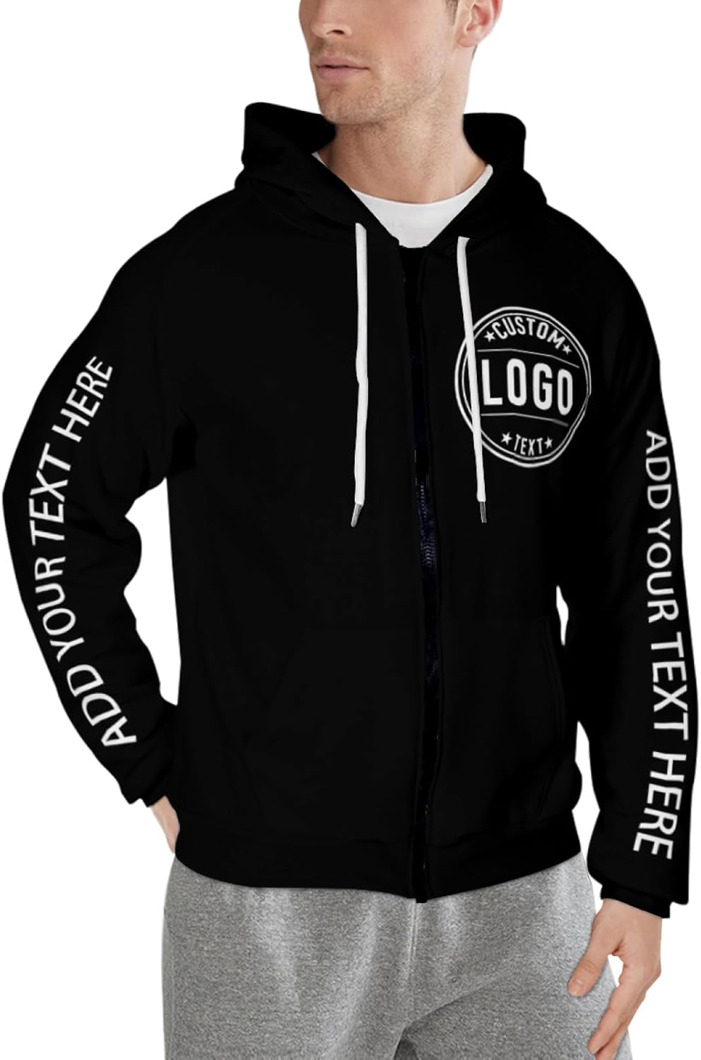 Bulk Custom Zip Up Hoodies Personalized Sweatshirts Unisex Add Your Text Photo Customize Hoodie - Image 2