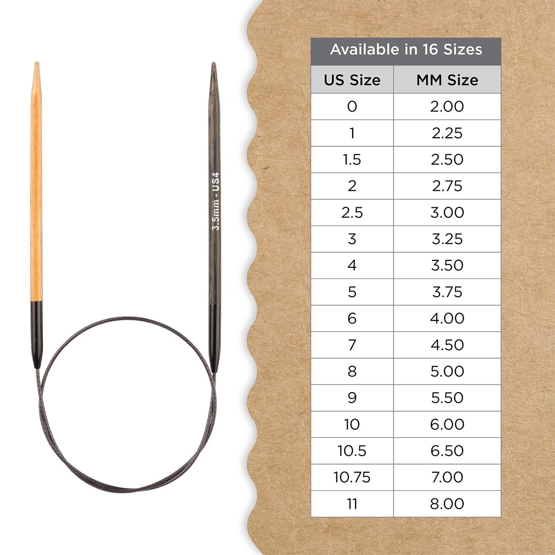 Knitter's Pride Day & Nite Circular Knitting Needle 100 cm 3.5 mm - 1 piece, Natural/Black, 3.50mm - Image 4