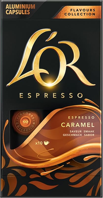 L'OR Espresso Capsules, 10 Count Caramel, Single-Serve Aluminum Coffee Capsules Compatible with the L'OR BARISTA System & *Nespresso Original Machines, 10 Count (Pack of 1)
