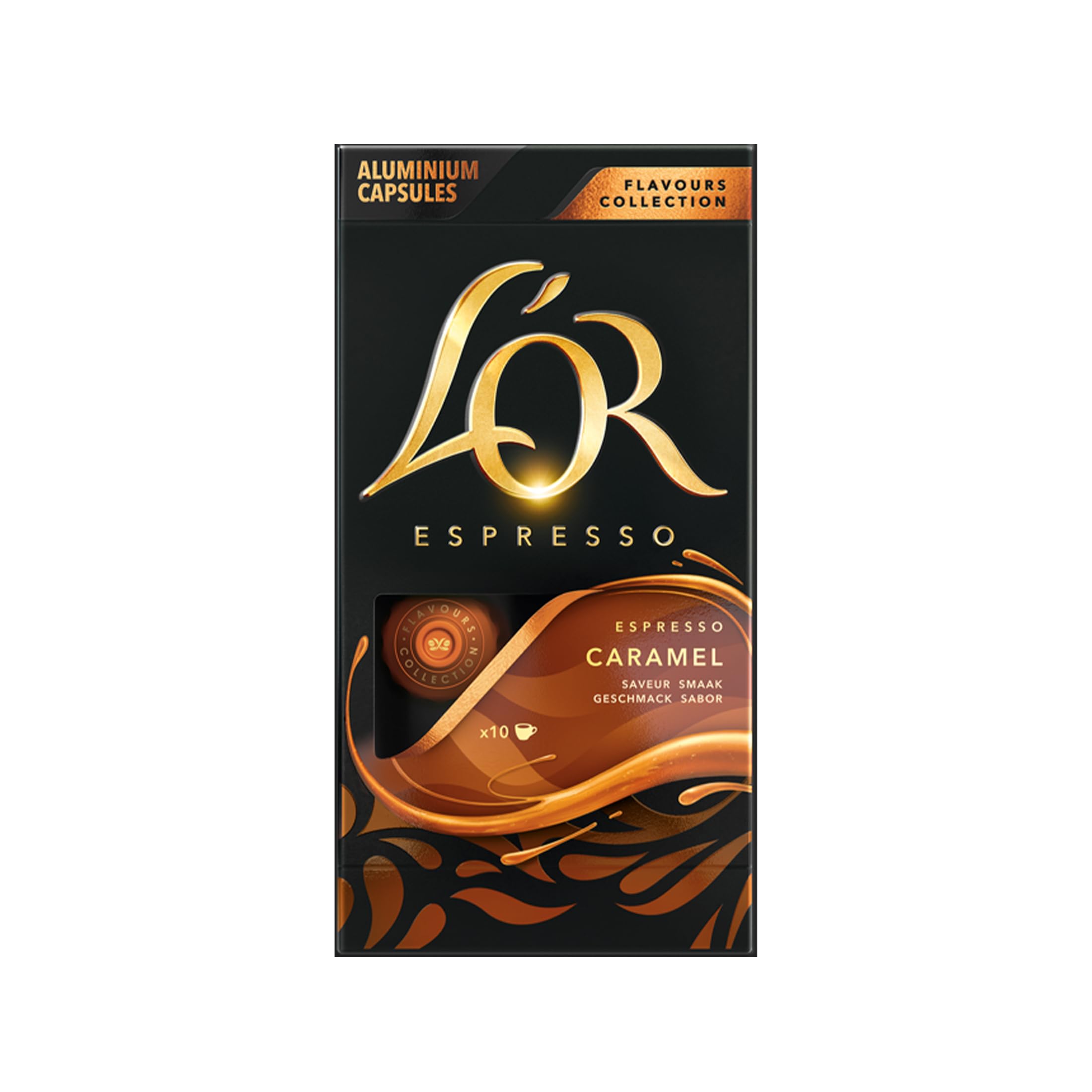 L'OR Espresso Capsules, 10 Count Caramel, Single-Serve Aluminum Coffee Capsules Compatible with the L'OR BARISTA System & *Nespresso Original Machines, 10 Count (Pack of 1)