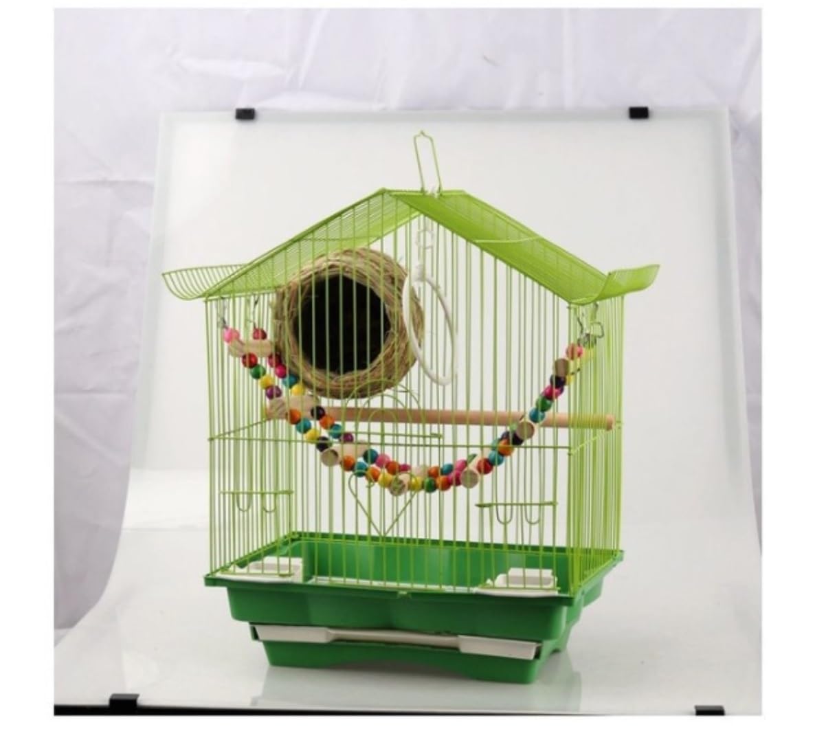 Jaula para Periquitos Jaula De Hierro para Pájaros, Jaula Transportadora De Viaje con Comedero para Loros, Conures, Lovebird, Cacatúa, Periquitos Jaulas para Aves(Grün)