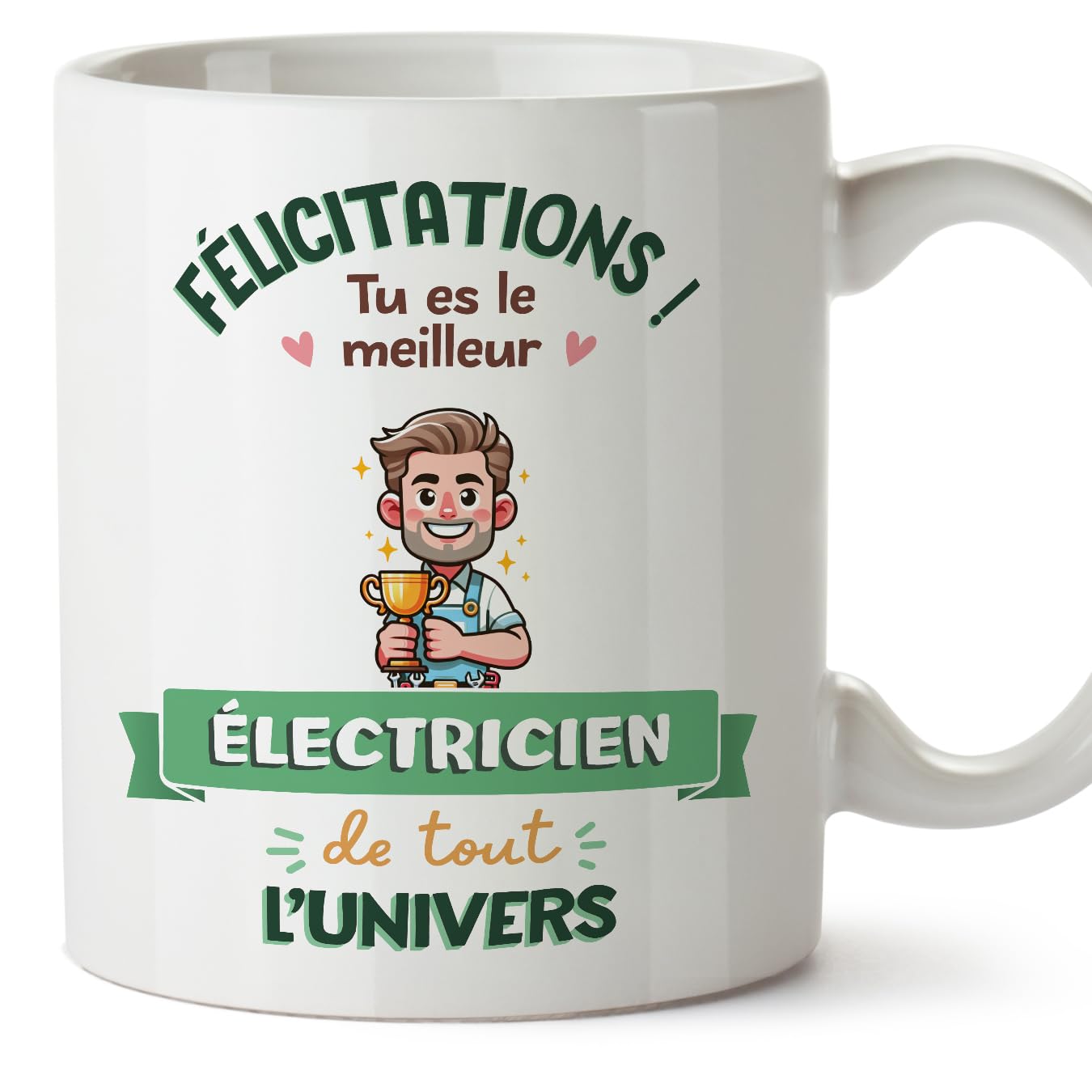 MUGFFINS Electrician Man Mug - in French - Meilleur Univers Trophée - Funny Gift for Colleagues - Ceramic 11oz Mug — image 1