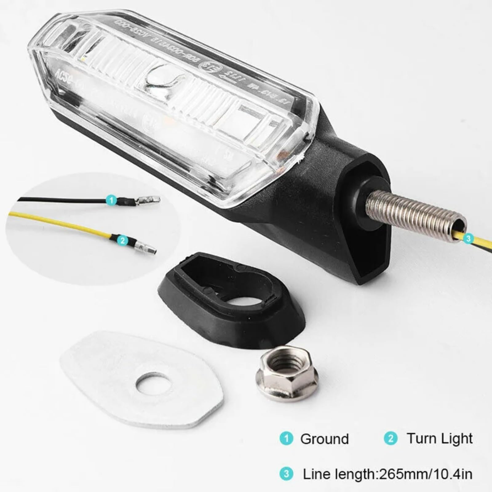 Indicatore Di Direzione Universale Per Moto 12V 10mm Luce Ambra Lampeggiante Sinistra E Destra Avvertimento Lampeggiatore Freno Luci Di Guida(8pcs)