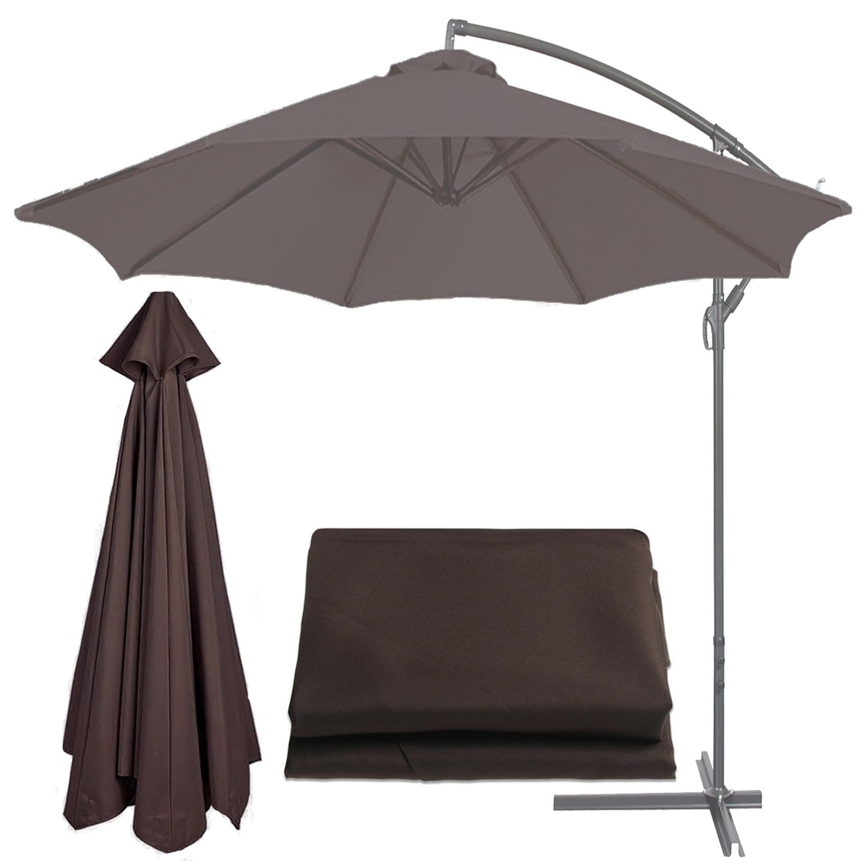 Replacement Parasol 6/8 Ribs Garden Patio Umbrella Fabric Canopy Cover - For Garden Patio Yard Beach Pool Market Table (2M/2.7M/3M) (Color : Brown, Size : 8 ribs-2.7m(8.8ft)) โ image 1