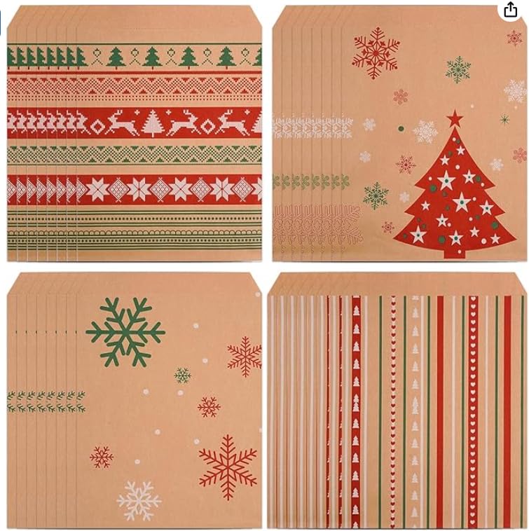 LEMESO クリスマス 平袋 56枚入 クリスマス ラッピング 袋 紙袋 マチなしギフトバッグ ギフト袋 プレゼント 包装 プチギフト 包装 配る用 バッグ 大量 景品 プレゼント らっぴんぐ ふくろ