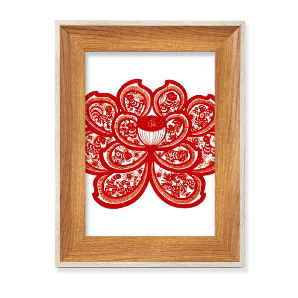 Flores cortadas en marco de fotos de madera de oficina para regalar con el zodiaco chino