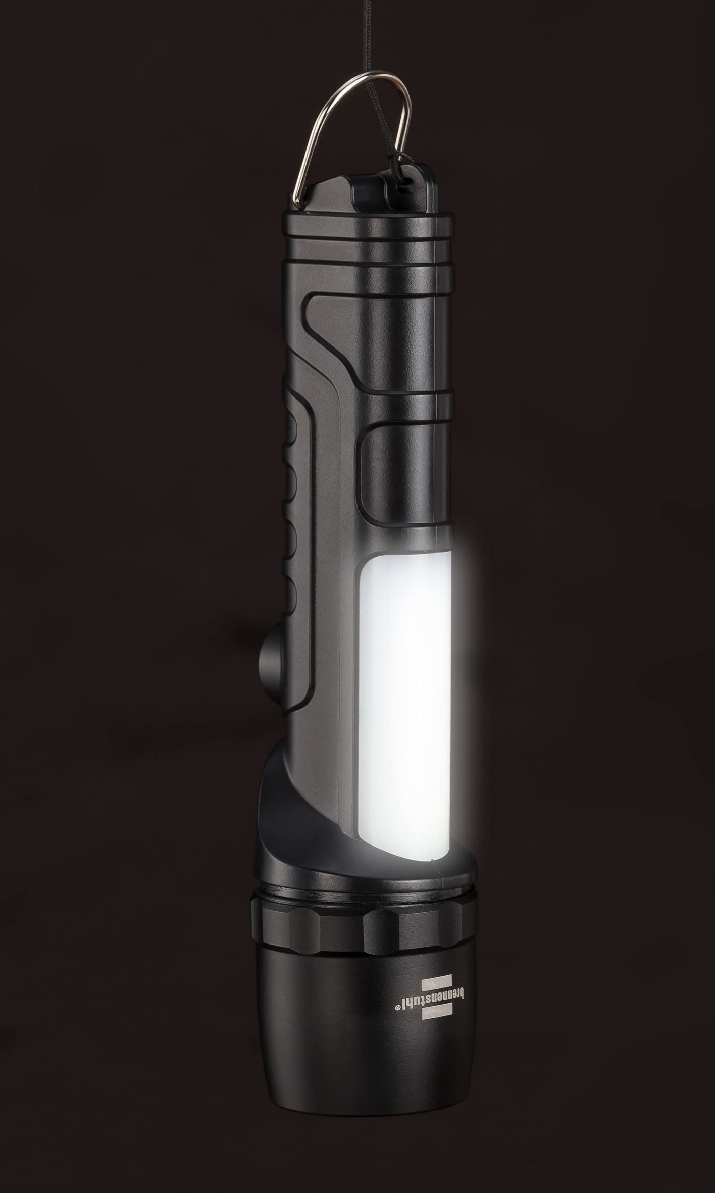 Brennenstuhl Latarka LuxPremium LED THL 300 / latarka COB z bocznym oswietleniem (max. czas swiecenia 30h, 8 trybów, 360+240 lm, IP54)