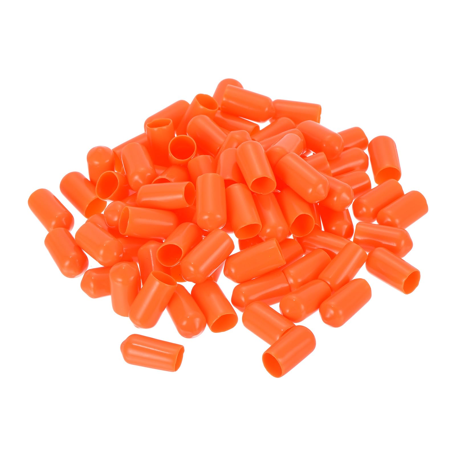 uxcell 100pcs Rubber End Caps 8mm ID Vinyl Round Tube Bolt Cap Cover Screw Thread Protectors Orange