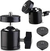 Vista 1 de Soporte de trípode universal con cabeza de bola mini giratoria con tornillo de 1/4 pulgadas con zapata caliente (paquete de 2), adaptador de base