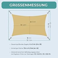 Dripex 4x5m Napvédő Vászon UV Védelem Vízálló Teraszra Erkélyre Kertbe 5