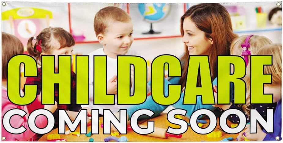 Vinyl Banner Multiple Sizes Childcare Coming Soon Advertising Printing Health Care Outdoor Weatherproof Industrial Yard Signs 4 Grommets 24x48Inches